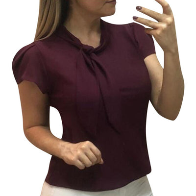 Women Elegant Blouse Short Sleeve