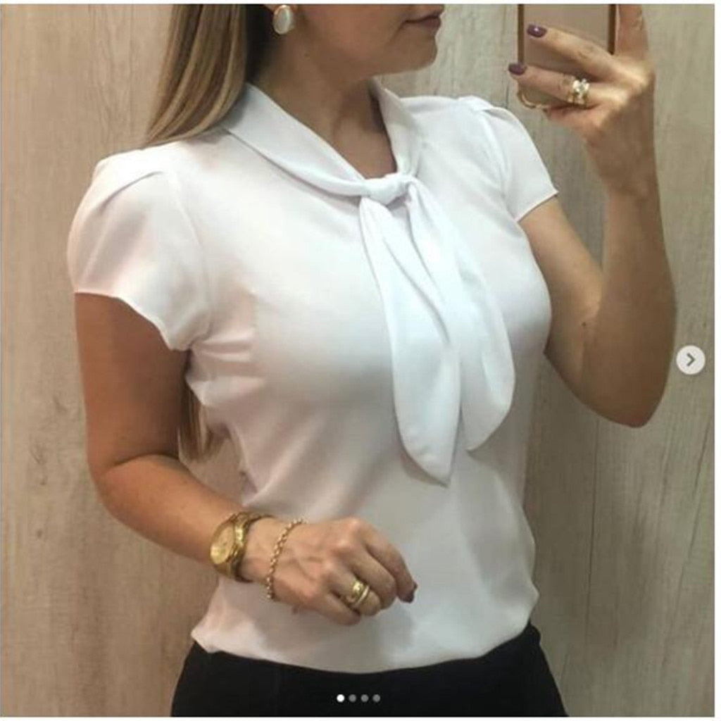 Women Elegant Blouse Short Sleeve