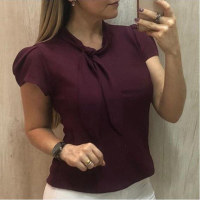 Women Elegant Blouse Short Sleeve