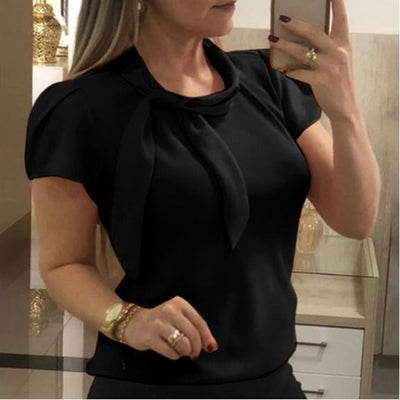 Women Elegant Blouse Short Sleeve